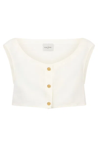Le Kasha Elegant Cotton Mini Short Top In White