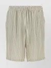 Le Kasha Embroidered Silk Bermuda Shorts With Elastic Waistband In Brown