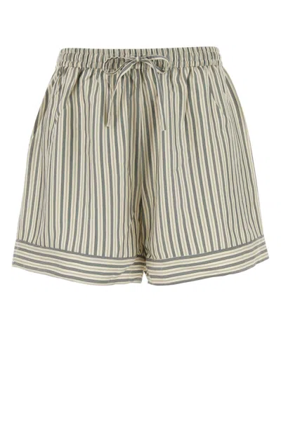Le Kasha Embroidered Silk Wensu Shorts In Neutral