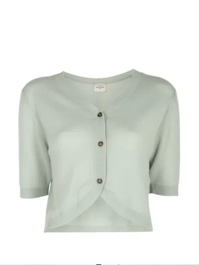 Le Kasha Fano Cropped Short-sleeve Cardigan In Gray