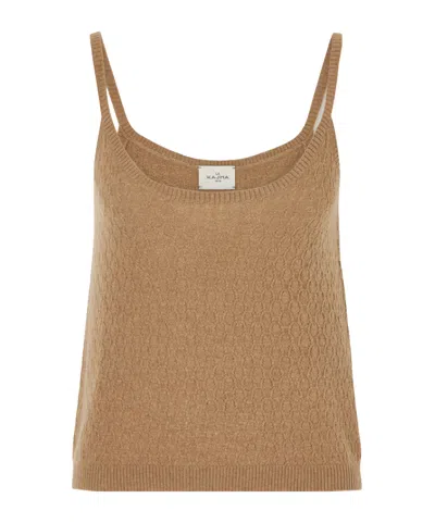 Le Kasha Fregene Pointelle-knit Cashmere Top In Brown