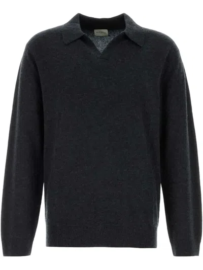 Le Kasha Gibson Cashmere Sweater Collared Long Sleeves In Black