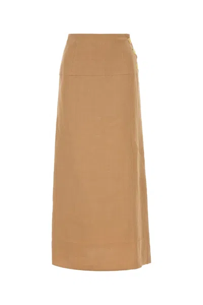 LE KASHA CAMEL LINEN SKIRT