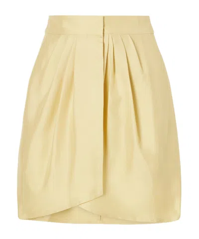 Le Kasha Kamas Silk Pleated Wrap Skirt In Brown