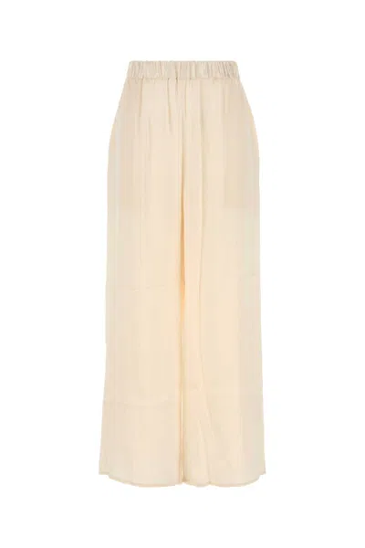 LE KASHA IVORY SILK WIDE-LEG PANT