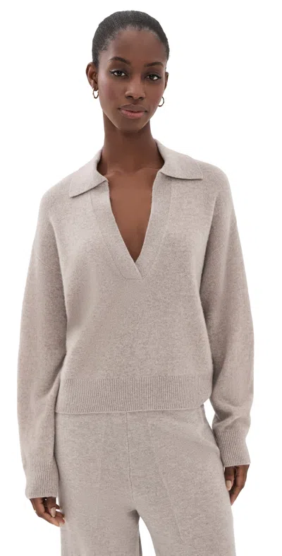 Le Kasha Jackson Brushed Cashmere Sweater Light Brown In Gray
