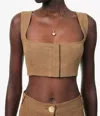 Le Kasha Jirja Linen Bralette In Tabacco In Brown