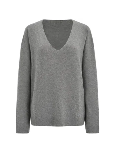 Le Kasha Knitted V-neck Sweater In Gray