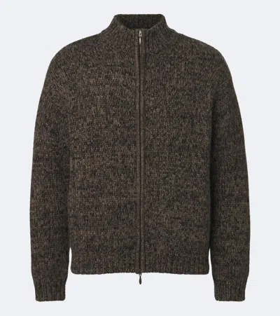 Le Kasha Lamdu Cashmere Zip-up Cardigan In Brown