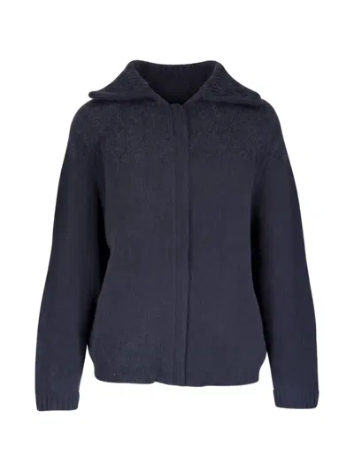 Le Kasha Laolinb Ribbed-trim Spread-collar Cardigan In Blue