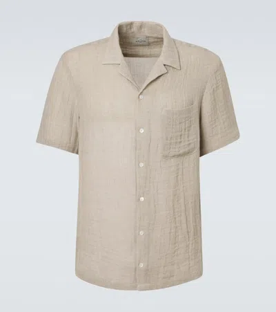 Le Kasha Linen Bowling Shirt In Brown