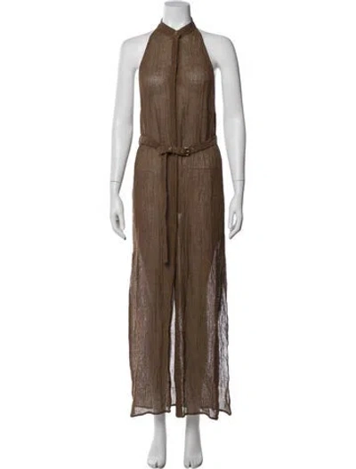 Pre-owned Le Kasha Linen Coat In Brown