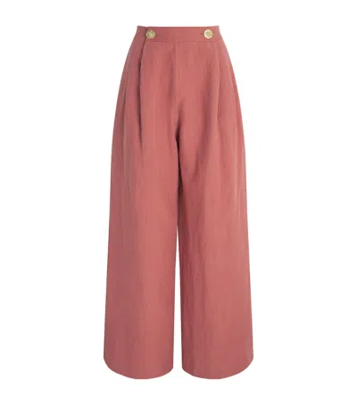 Le Kasha Linen Coin-detail Wide-leg Trousers
