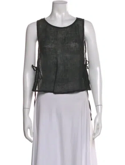 Pre-owned Le Kasha Linen Crew Neck Top In Black