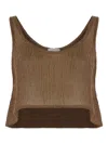 Le Kasha Linen Cropped Top In Brown