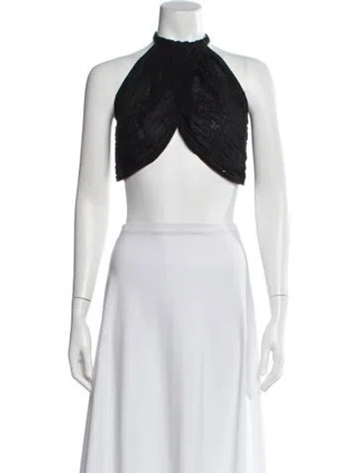 Pre-owned Le Kasha Linen Halterneck Crop Top In Neutral