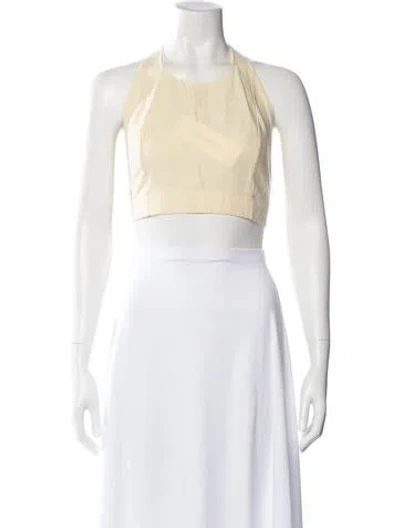 Pre-owned Le Kasha Linen Halterneck Crop Top In White