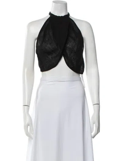 Pre-owned Le Kasha Linen Halterneck Crop Top In White