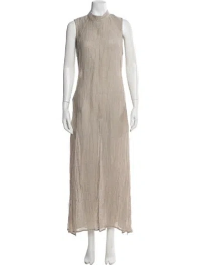 Pre-owned Le Kasha Linen Long Dress In Neutral