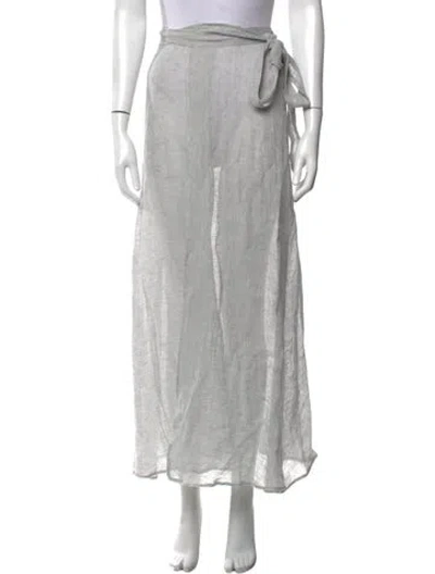 Pre-owned Le Kasha Linen Long Skirt In Grey