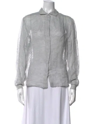 Pre-owned Le Kasha Linen Long Sleeve Top In Grey