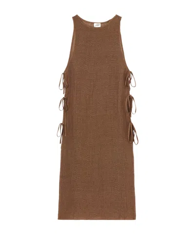 Le Kasha Jarajug Linen Midi Dress In Brown