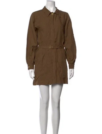 Pre-owned Le Kasha Linen Mini Dress In Brown