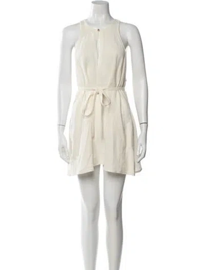 Pre-owned Le Kasha Linen Mini Dress In Neutrals