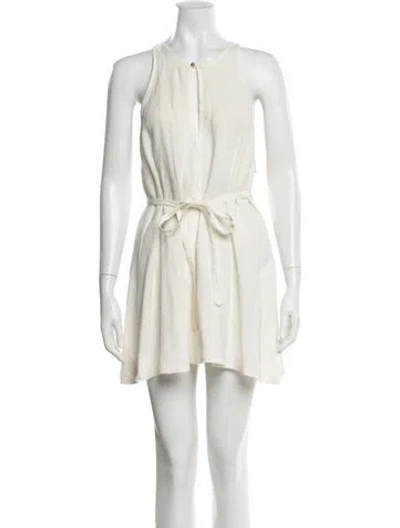 Pre-owned Le Kasha Linen Mini Dress In White