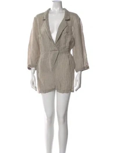 Pre-owned Le Kasha Linen Romper In Neutral