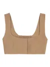 Le Kasha Womens Tabacco Square-neck Cropped Linen Top In 中性色