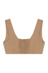Le Kasha Womens Tabacco Square-neck Cropped Linen Top In Beige