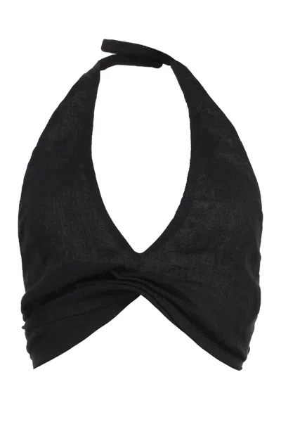 Le Kasha Linen Tank Top In Black