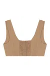 Le Kasha Womens Tabacco Square-neck Cropped Linen Top In Sand