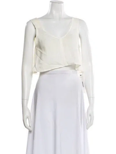 Pre-owned Le Kasha Linen V-neck Crop Top In Neutral