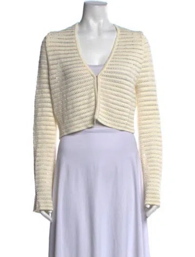 Pre-owned Le Kasha Linen V-neck Sweater In Neutrals