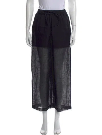 Pre-owned Le Kasha Linen Wide Leg Pants In Black