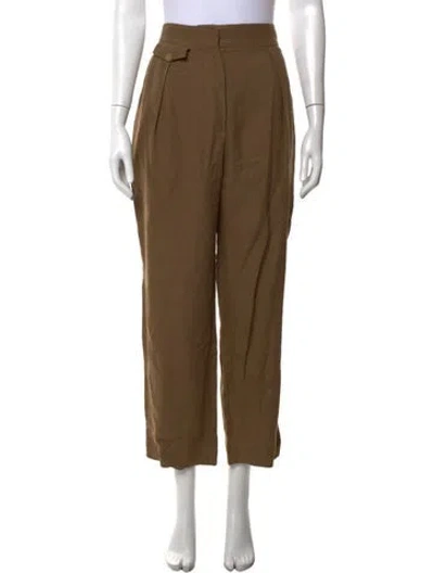 Pre-owned Le Kasha Linen Wide Leg Pants In Brown
