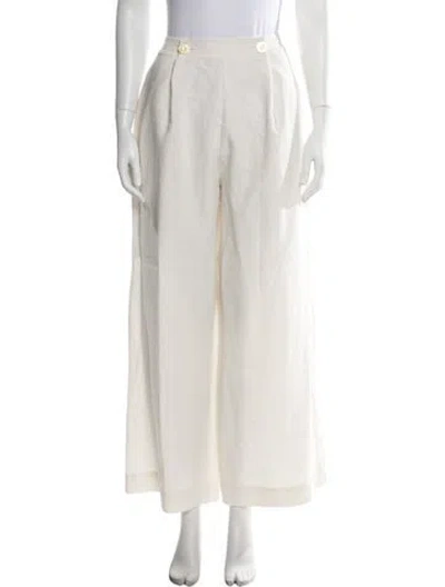 Pre-owned Le Kasha Linen Wide Leg Pants In Neutral