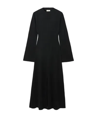 Le Kasha Logan Ribbed Organic Cashmere Midi Dress In Black