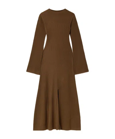 Le Kasha Logan Ribbed Organic Cashmere Midi Dress In Animal Print