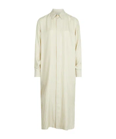 Le Kasha Long Sleeved Striped Shirt Dress In White