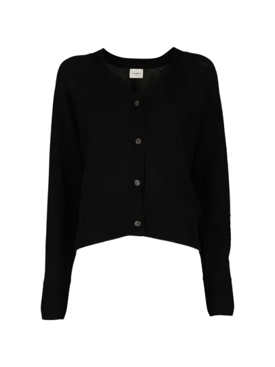Le Kasha Lyss V-neck Button-up Cardigan In Black