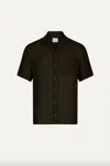 Le Kasha Men's Botad Linen Gauze Shirt In Black In Black