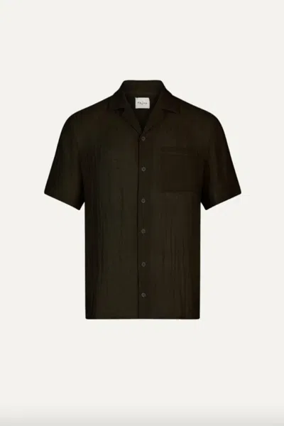 Le Kasha Men's Botad Linen Gauze Shirt In Black