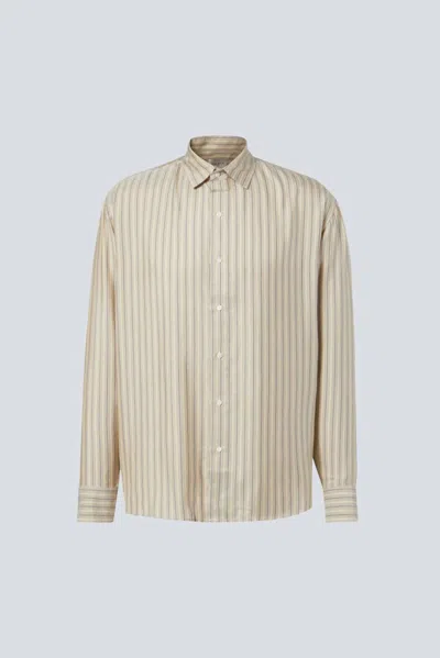 Le Kasha Men's Songino Oversize Silk Shirt In Stripes Mauve In Neutral