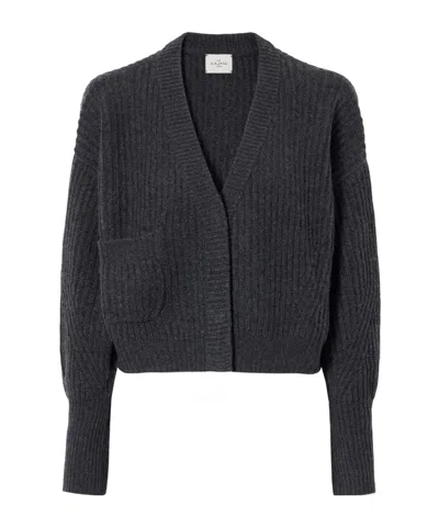 Le Kasha Monaco Cropped Ribbed Cashmere Cardigan In Gray