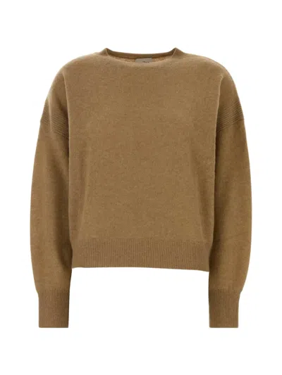 Le Kasha Cashmere Modena Sweater Dropped Shoulders Ribbed In Brown