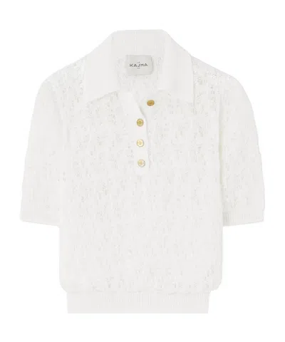 Le Kasha Open-knit Organic Linen Polo Shirt In White