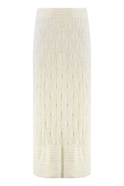 Le Kasha Openwork-knit Skirt In Neutral